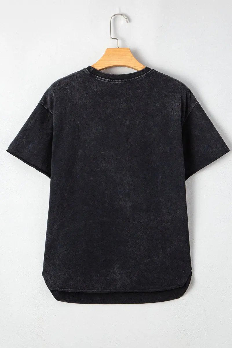 Black Western HOWDY Steer Head Print Side Slits T Shirt - Love Salve